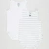 Wholesale 🔔 Bonds Baby Wonderbodies Singletsuit - 2-Pack - Babies New Grey Marle Stripe & White 🥰