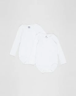 Cheap 🔥 Bonds Baby Wondercool Eyelet Long Sleeve Bodysuit 2 Pack - Babies White 🔥