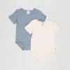 Promo ❤️ Bonds Baby Organic Short Sleeve Bodysuit 2-Pack - Babies Current & Macadamia 👏