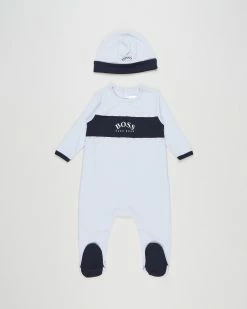 Budget ⌛ BOSS Pull On Hat & Pyjamas Set - Babies Pale Blue 🧨