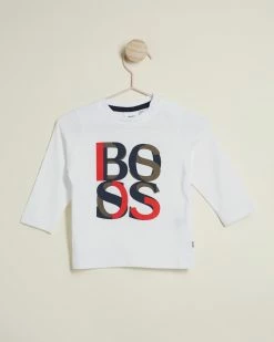 Wholesale ❤️ BOSS Long Sleeve Printed T-Shirt - Babies-Kids White 👏
