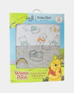 Outlet ✨ Bubba Blue Disney Winnie The Pooh Jersey Bassinet Fitted Sheets 2-Pack 👍