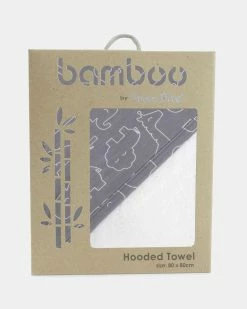 Discount ⌛ Bubba Blue Bamboo Hooded Towel Ash Grey & White 🎁