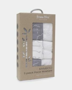 Hot Sale ❤️ Bubba Blue Bamboo Face Washers - 3-Pack Ash Grey & White 🔔