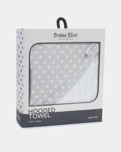 Hot Sale 😀 Bubba Blue Polka Dots Hooded Towel Grey & White 🔔