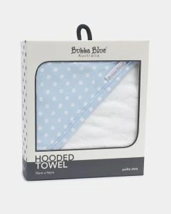 Budget 👏 Bubba Blue Polka Dots Hooded Towel Blue & White ✨