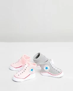 Cheap 👍 Converse 2-Pack Chuck Booties - Babies A8J Pink & Grey 🌟