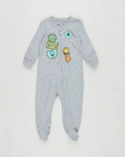 Promo 🤩 Converse Faux Patches Coverall - Babies Dark Grey Heather ✔️
