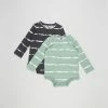 Brand new 🔔 Cotton On Baby Long Sleeve Bubbysuit - 2 Pack - Babies Rabbit Grey & Smashed Avo Linear Tie Dye 😀