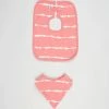 Cheapest ✔️ Cotton On Baby Square Bib & Bandana Bib Set Retro Coral Linear Tie Dye ✔️