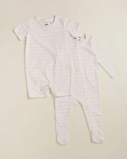 Flash Sale 😉 Cotton On Baby The Long Sleeve Zip Romper & Short Sleeve Romper Bundle - Babies Hannah Stripe Crystal Pink & Vanilla 🔥