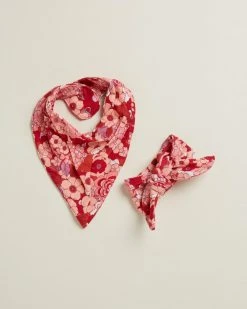 New 🤩 Cotton On Baby Bandana Bib & Tie Headband Bundle - Babies Vanilla & Lucky Red New York Floral ⭐