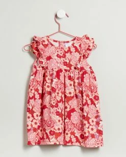 Flash Sale ⭐ Cotton On Baby Megan Sleeveless Ruffle 👗 Dress - Babies Vanilla & Lucky Red New York Floral ❤️