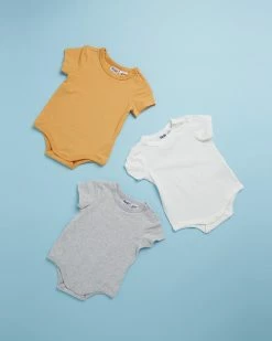 Buy ✨ Cotton On Baby Short Sleeve Bubbysuits 3-Pack - Babies Vintage Honey, Cloud Marle & Vanilla 👍