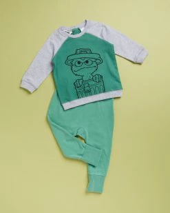 Hot Sale 🎁 Cotton On Baby Taylor Sweater & Bailey Trackpants Bundle - Babies License Sesame Street Guacamole & Cloud Marle Oscar The Grouch ⭐