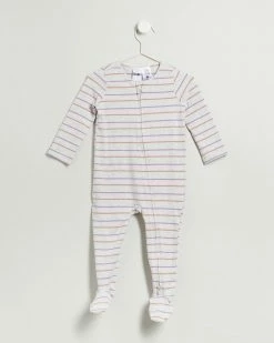 Top 10 ⌛ Cotton On Baby The Long Sleeve Zip Romper - Babies Darwin Stripe Cloud Marle & Dusk Purple 🥰