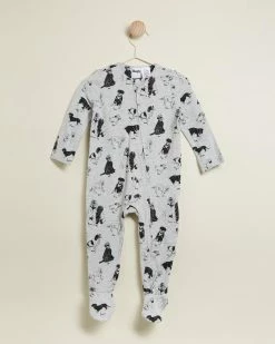 Best Sale 🎉 Cotton On Baby The Long Sleeve Zip Romper - Babies Cloud Marle & Puppy Party 🎉