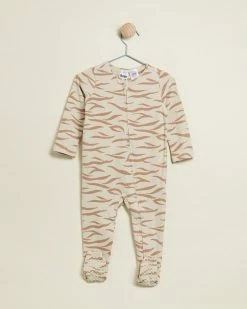 Best deal 🎁 Cotton On Baby The Long Sleeve Zip Romper - Babies Rainy Day & Taupy Brown Tiger Stripe 🤩