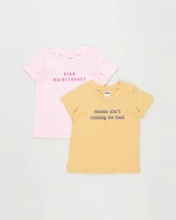 Cheapest 😉 Cotton On Baby 2-Pack Jamie Short Sleeve Tee - Babies High Maintenance & Mama Ain't Raising No Fool 🌟