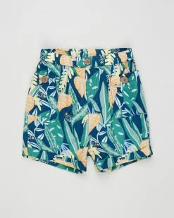 Coupon ⌛ Cotton On Baby Carl Button Shorts - Babies Submarine Blue & Holiday Bob 🥰