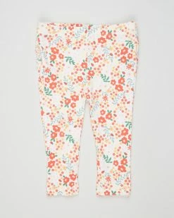 New 🎉 Cotton On Baby Quinn Ruffle Leggings - Babies Vanilla & Red Orange Lulu Floral ⌛