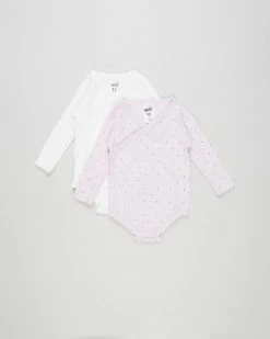 New 😀 Cotton On Baby Organic Newborn Cross Over Bubbysuit - 2-Pack - Babies Milk Lavender Fog & Dusk Purple Betty Spot 👍