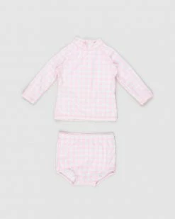 Discount 🧨 Cotton On Baby Bundle Freddie Rash Vest & Simon Shorties - Babies Cali Pink & Vanilla Dylan Gingham ✔️