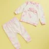 Best Sale 🛒 Cotton On Baby Bobbi Licenced Sweater & Peta Track Pants Set - Babies LCN Mattel Cali Pink & Barbie Tie Dye 😀