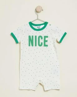 Hot Sale 🤩 Cotton On Baby The Short Sleeve Ringer Romper - Babies Guac & Meeri Spot Nice ✨