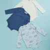 Outlet 🔥 Cotton On Baby Long Sleeve Bubbysuit 3-Pack - Babies Petty Blue, Betty Spot & Frosty Blue Dino 🤩