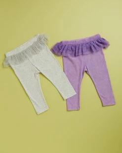 Buy 🤩 Cotton On Baby Shakira Ruffle Leggings 2-Pack - Babies Cloud Marle & Grapesoda Wash 🌟