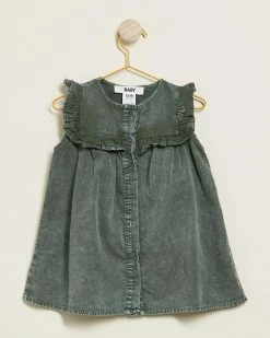 Best Pirce ❤️ Cotton On Baby Fifi Sleeveless Frill 👗 Dress - Babies Swag Green Wash 🎉