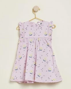 Outlet 🌟 Cotton On Baby Tess Flutter Sleeve 👗 Dress - Babies Lavender Fog & Daisy Yellow Eugenie Floral 🎉