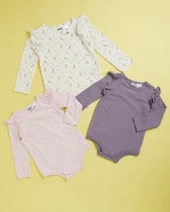 Best reviews of 🎉 Cotton On Baby Long Sleeve Ruffle Bubbysuit 3-Pack - Babies Dusk Purple, Betty Spot & Rachael Floral ⭐