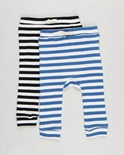 Buy 🔔 Cotton On Baby Johnny Leggings - 2-Pack - Babies Hannah Stripe Petty Blue & Black ✔️