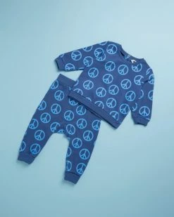 Hot Sale 😉 Cotton On Baby Spencer Sweater & Bailey Trackpants Bundle - Babies Petty Blue & Peace Signs 😉