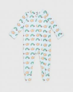 Best Sale ✨ Cotton On Baby The Long Sleeve Zip Romper - Babies LCN Hun Frost Blue & Hungry Caterpillar Sunshine 🔔