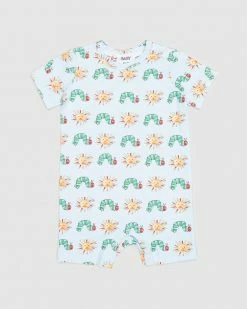Discount 😍 Cotton On Baby The Short Sleeve Romper License - Babies LCN Hun Frosty Blue & Hungry Caterpillar Sunshine 🧨