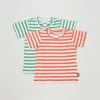 Top 10 👏 Cotton On Baby Jamie Short Sleeve Tee 2 Pack - Babies Hannah Stripe Red Orange & Guac ⌛
