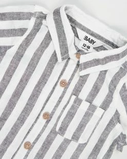Best Sale ⭐ Cotton On Baby Leonard Button Down 👕 Shirt - Babies Phantom & Vanilla Robbo Stripe 👍 -Baby Online store http3A2F2Fstatic.theiconic.com .au2Fp2Fcotton on baby 7909 9744541 3