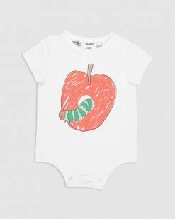 Discount 🔥 Cotton On Baby The Short Sleeve Bubbysuit - Babies License Vanilla & Hungry Caterpillar Apple 🛒