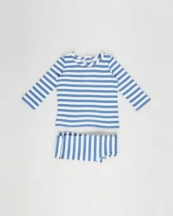Best Pirce 🥰 Cotton On Baby Lenny Johnny Set - Babies Hannah Stripe Petty Blue & Vanilla 🎁