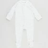 Outlet ⌛ Cotton On Baby Organic Newborn Zip Through Romper - Babies Milk, Cloud Marle & Salla Stripe 🌟