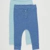 New 🥰 Cotton On Baby 2-Pack Patrick Pants - Babies Petty Blue & Rusty Aqua Stripe 🛒