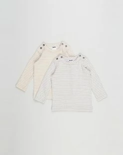 Hot Sale 👏 Cotton On Baby 2-Pack David Long Sleeve Top - Babies Vintage Honey & Dusk Purple Stripe ✨