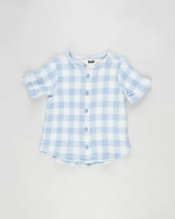 Flash Sale 😍 Cotton On Baby Mike Short Sleeve 👚 Shirt - Babies Dusk Blue & Vanilla Maxi Gingham 💯