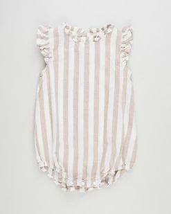 Best reviews of ✨ Cotton On Kids Martina Frill Bubbysuit - Babies Taupy Brown & Vanilla Robbo Stripe 👏