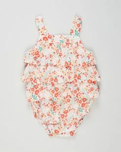 Wholesale 😉 Cotton On Kids Tilly Ruffle Bubbysuit - Babies Vanilla & Red Orange Lulu Floral ⭐