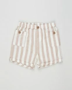 Best deal 🌟 Cotton On Kids Carl Button Shorts - Babies Taupy Brown & Vanilla Robbo Stripe 👍