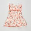 Wholesale ✨ Cotton On Kids Tess Flutter Sleeve Ric Rac 👗 Dress - Babies Vanilla & Red Orange Lulu Floral ✨
